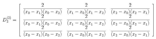 Matrice de dérivation seconde (sur 3 points)