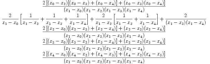 Matrice de dérivation seconde (sur 5 points); colonne 2