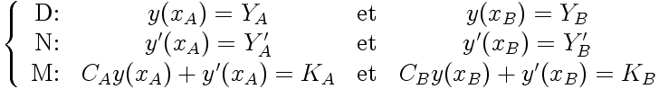 Jeux de conditions aux limites associés à l'équation différentielle d'ordre 2