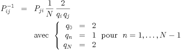 Procédure pour construire l'inverse de la matrice de passage (points de collocation de Gauss-Lobatto)