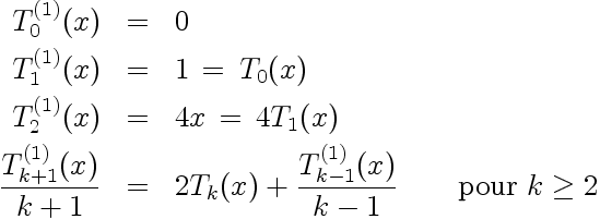 Expression des dérivées des polynômes de Tchebychev