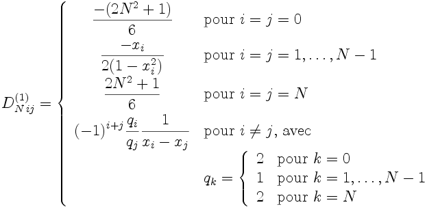 Matrice de dérivation première aux points de collocation de Gauss-Lobatto